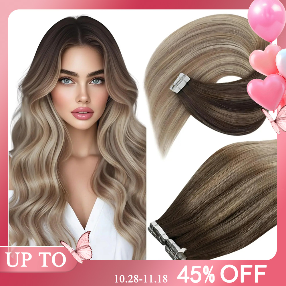 Invisible Tape In Extensions Real Hair - VeSunny Tape in Hair Extensions Human