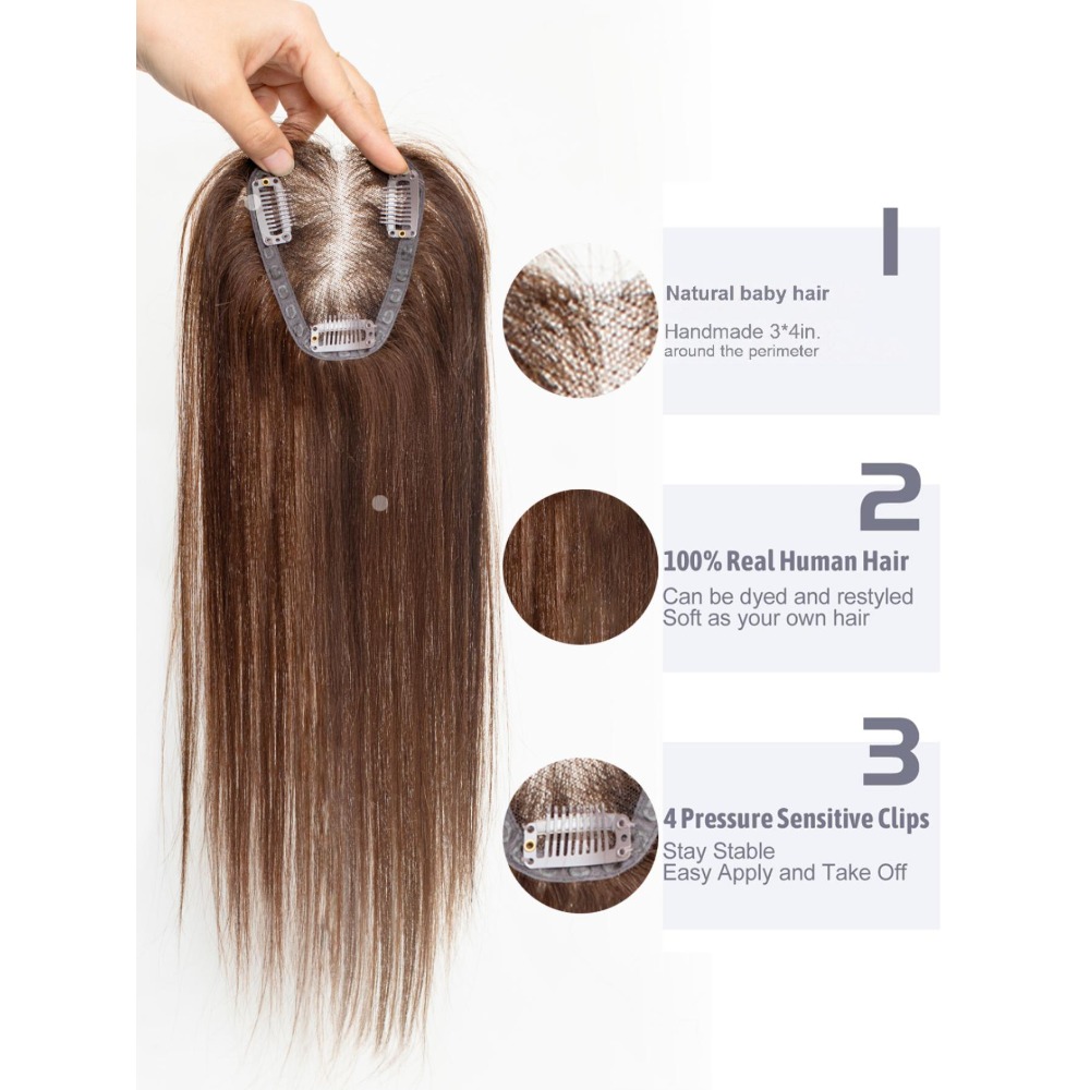 100% Human Hair Toppers Brown  - đánh giá và giá Seamless Clip In Hair Extensions Human Hair