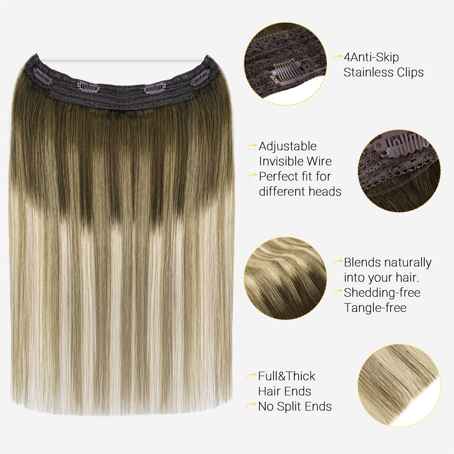 Sunmofavo Invisible Wire In Ha - đánh giá và giá Seamless Clip In Hair Extensions Human Hair