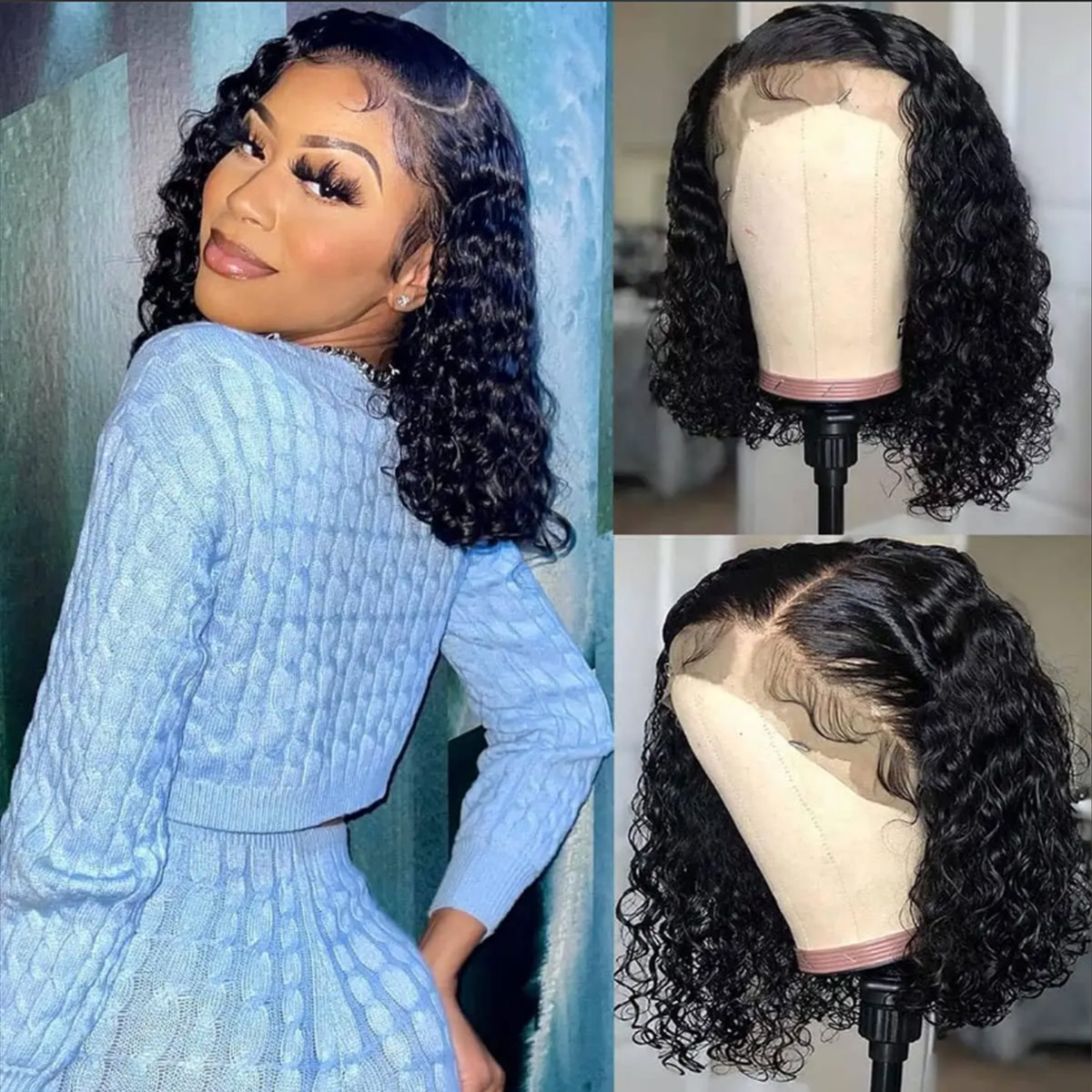 Deep Wave Wigs Human Hair 180  - đánh giá và giá Glueless Wear And Go Human Hair Wig