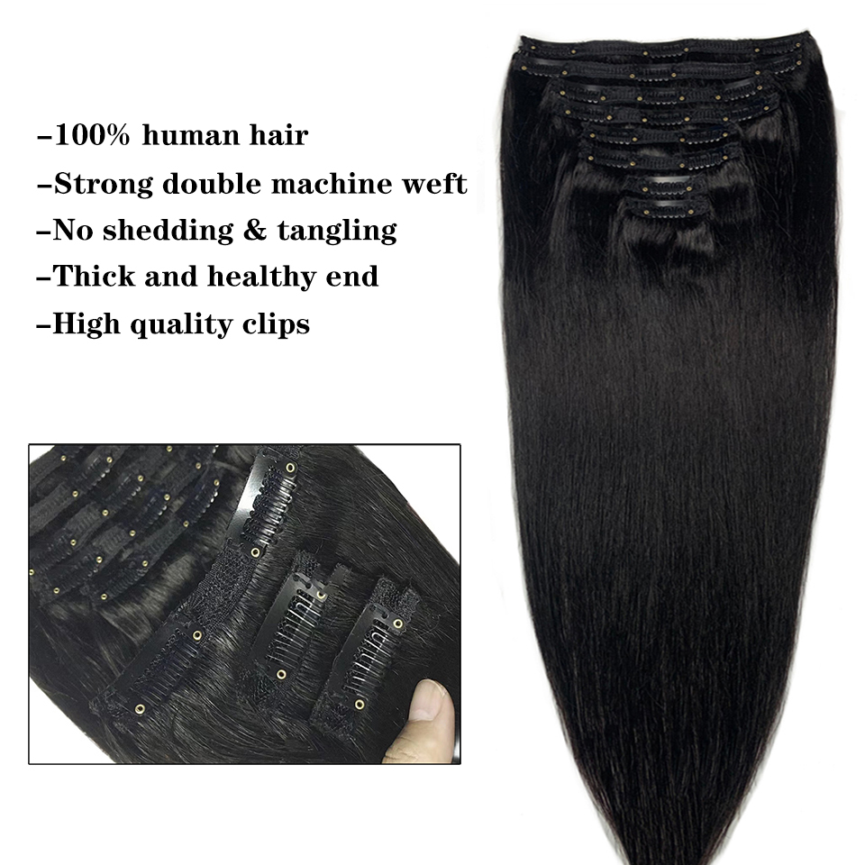 Clip in Hair Extensions Straig - đánh giá và giá Seamless Clip In Hair Extensions Human Hair